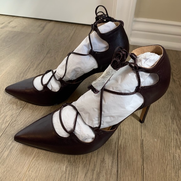 🆕Banana Republic Dakota Plum Lace Up Pumps Size 8 - Picture 4 of 9